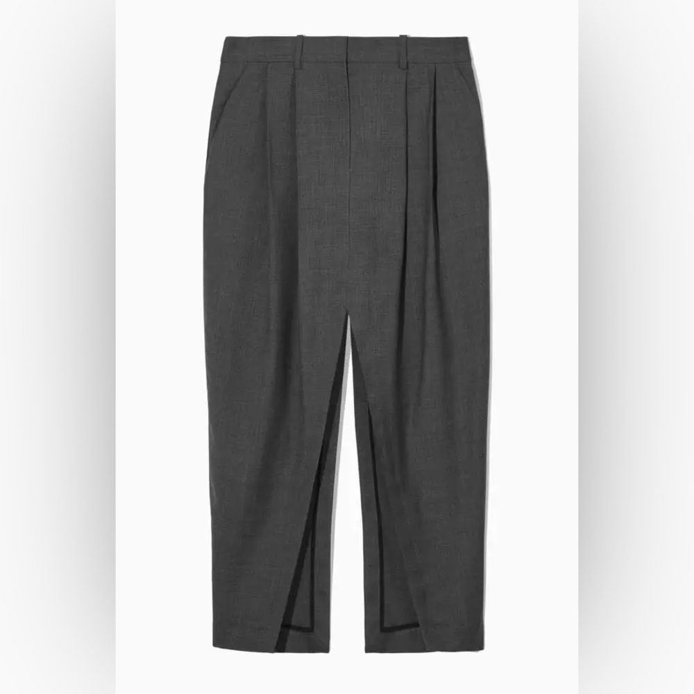 COS Gray Deconstructed Wool Pencil Skirt